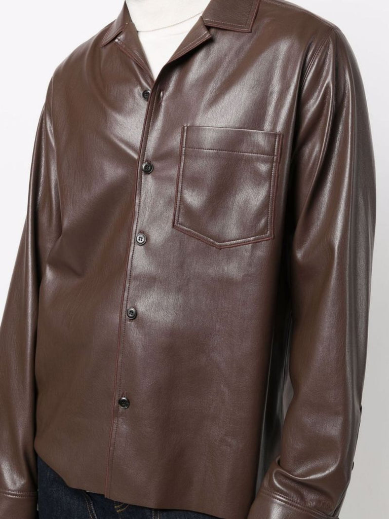 Brown Duco Faux Leather Shirt