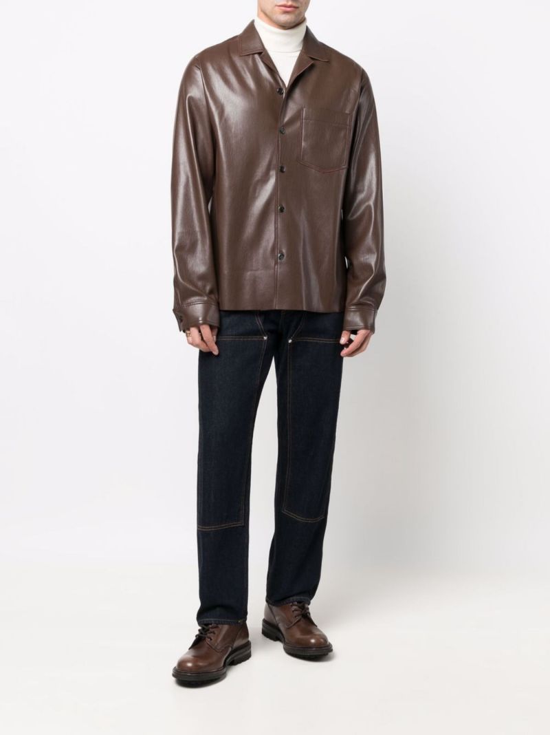 Brown Duco Faux Leather Shirt