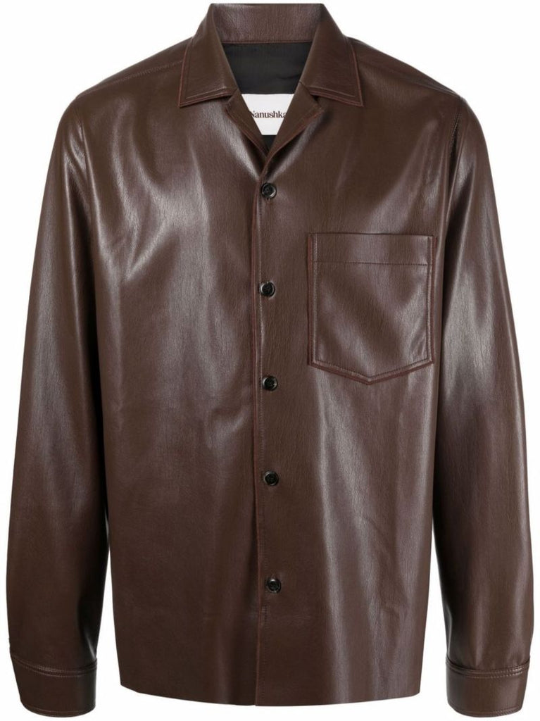 Brown Duco Faux Leather Shirt