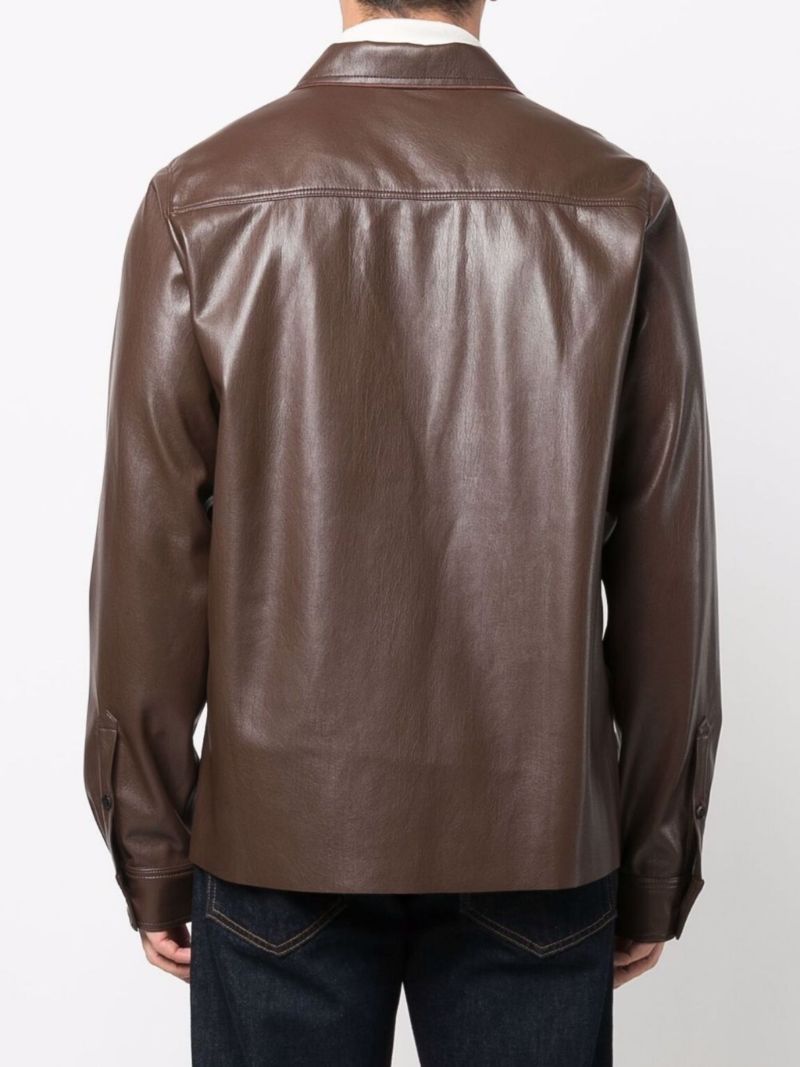Brown Duco Faux Leather Shirt