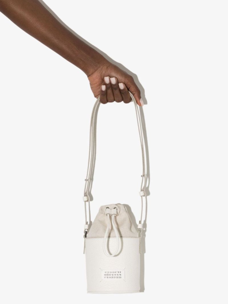White 5ac Mini Leather Bucket Bag