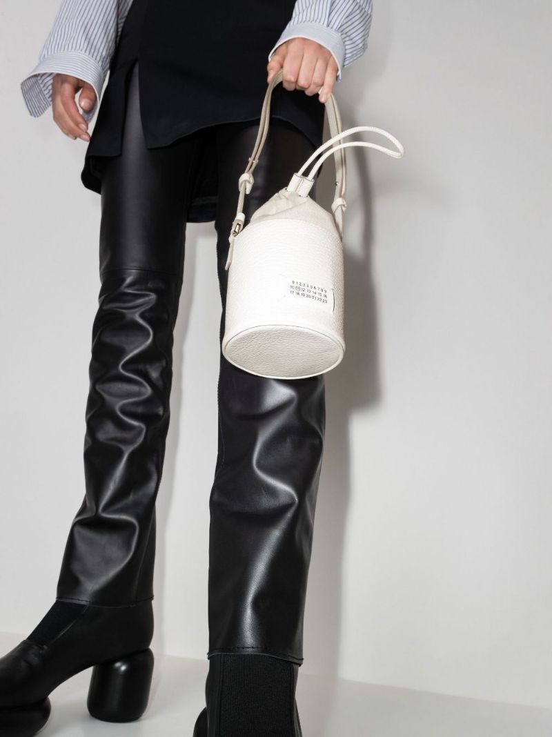 White 5ac Mini Leather Bucket Bag