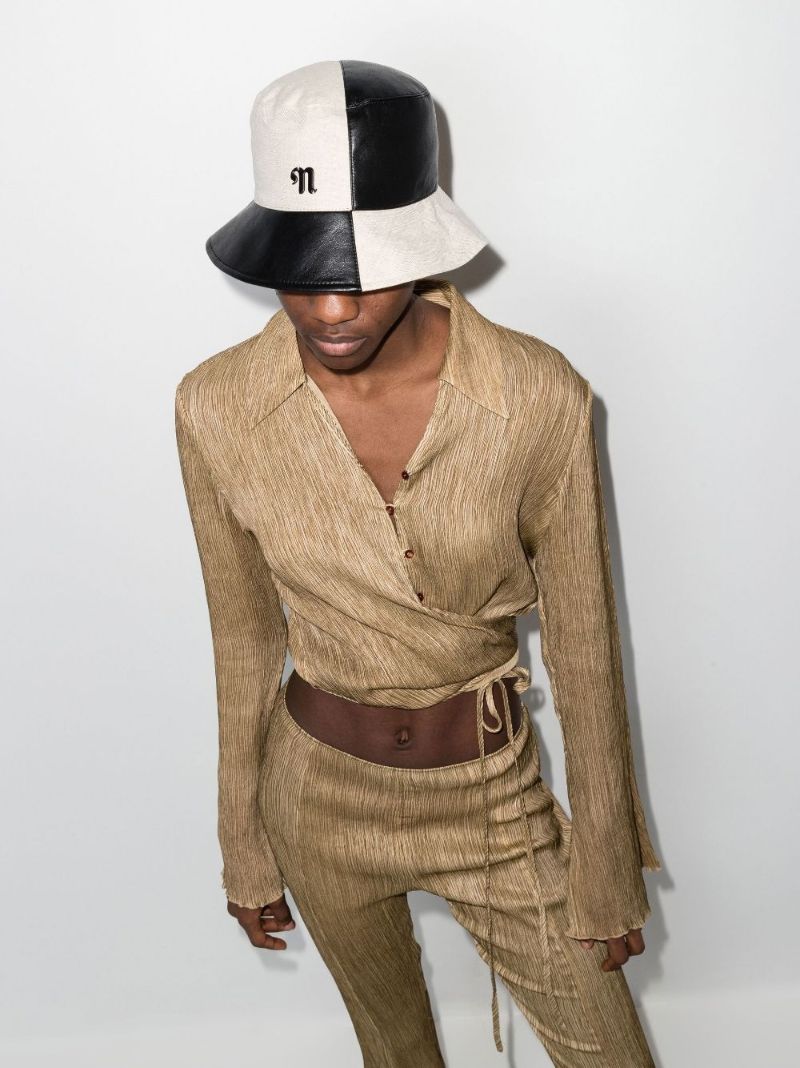 Black and Cream Caran Cotton Bucket Hat