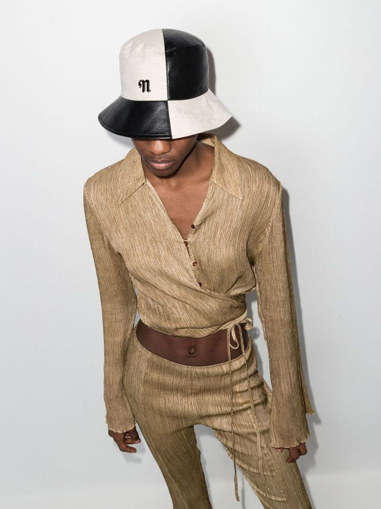 Black and Cream Caran Cotton Bucket Hat