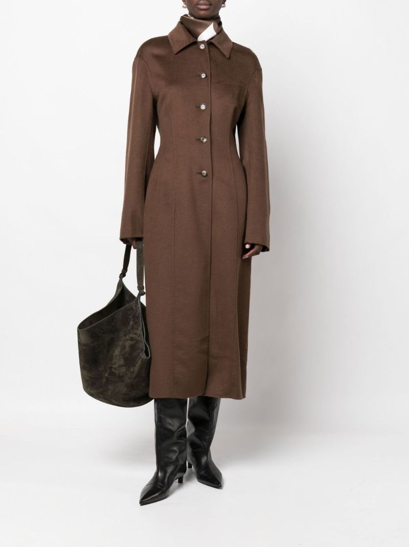 Brown Toya Wool Single-breasted Coat