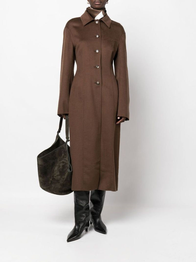 Brown Toya Wool Single-breasted Coat