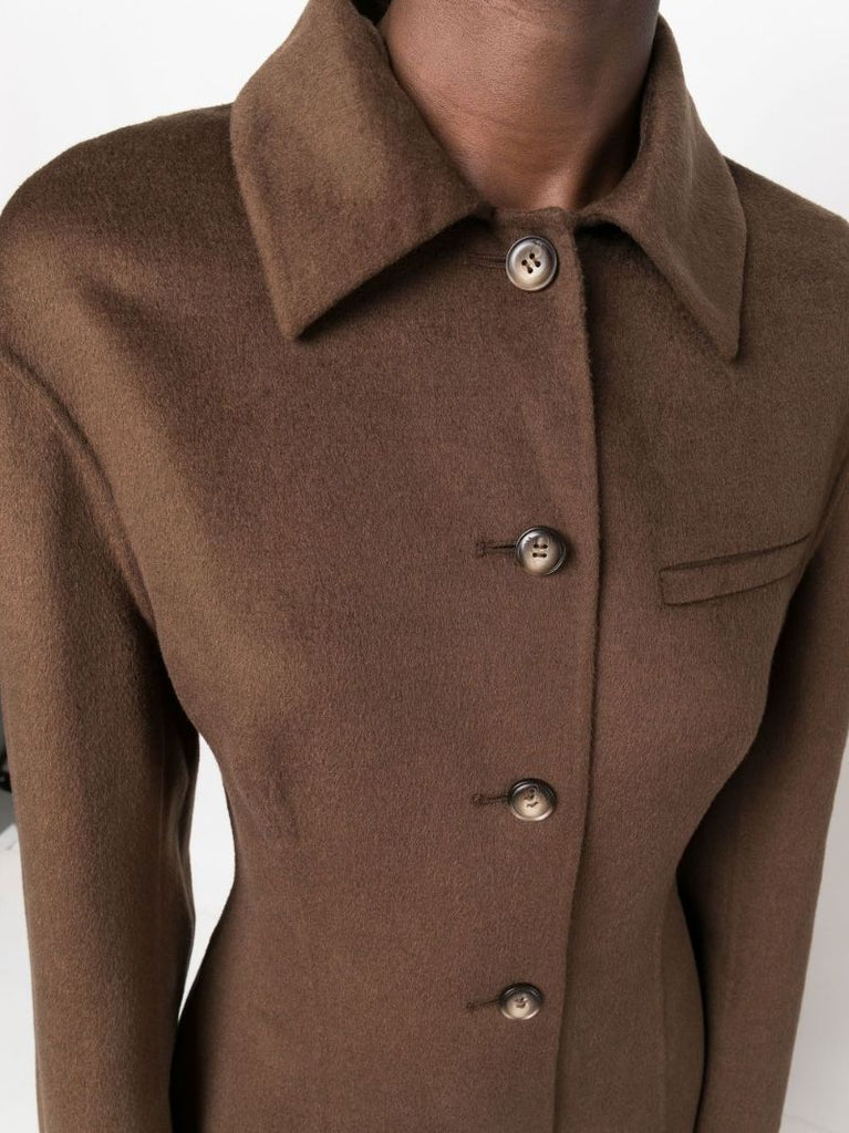 Brown Toya Wool Single-breasted Coat