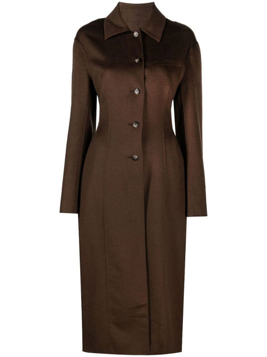 Brown Toya Wool Single-breasted Coat