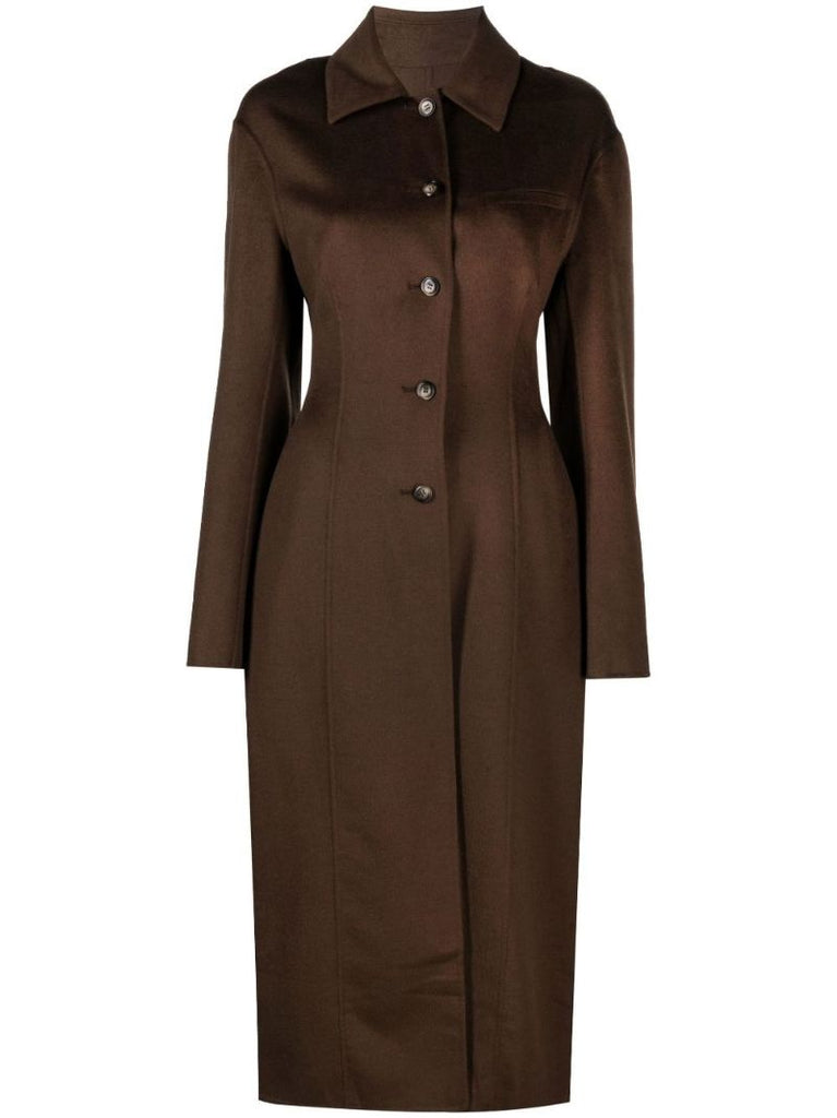 Brown Toya Wool Single-breasted Coat
