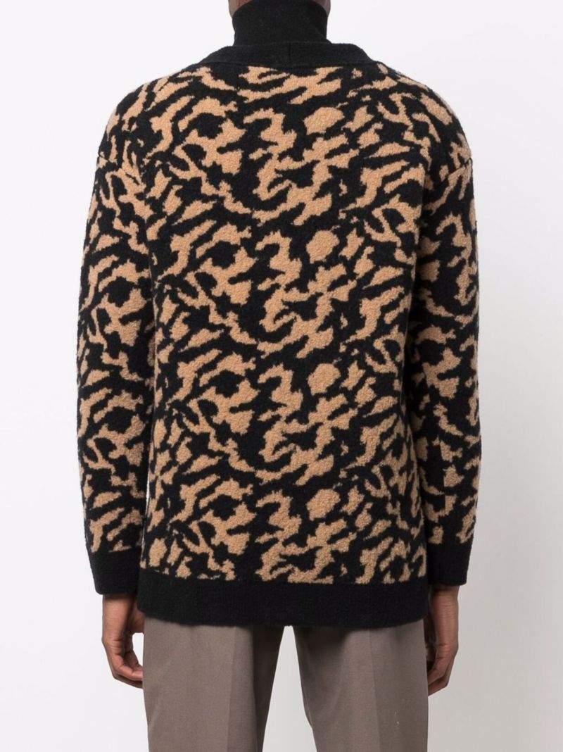Black Yasin Animal Jacquard Cardigan