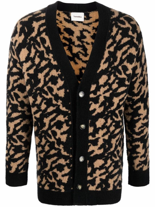 Black Yasin Animal Jacquard Cardigan