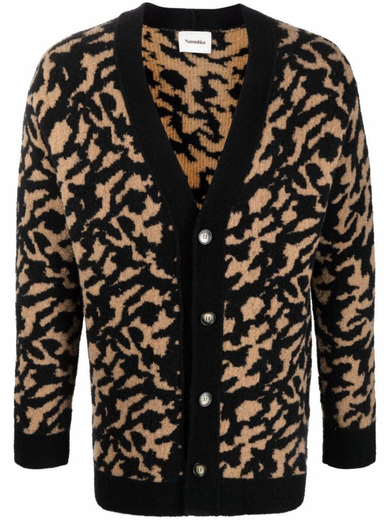 Black Yasin Animal Jacquard Cardigan