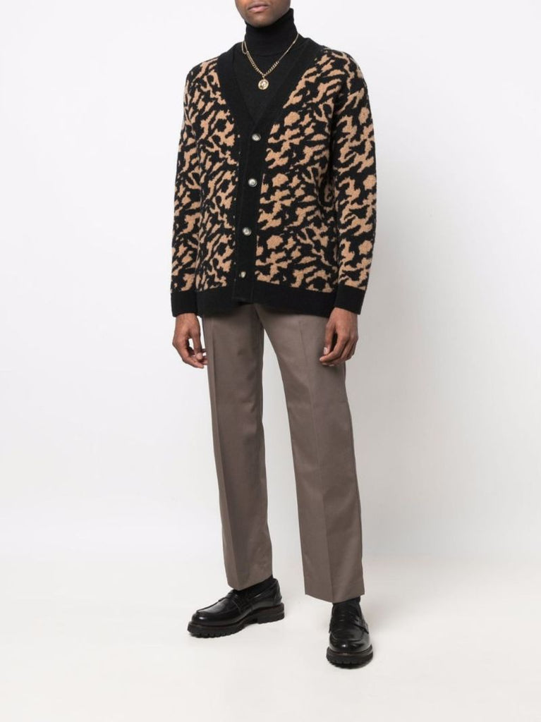 Black Yasin Animal Jacquard Cardigan