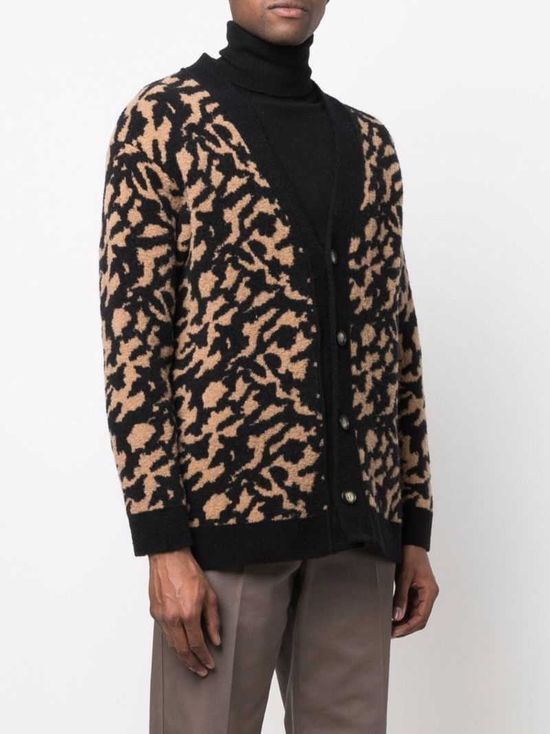 Black Yasin Animal Jacquard Cardigan