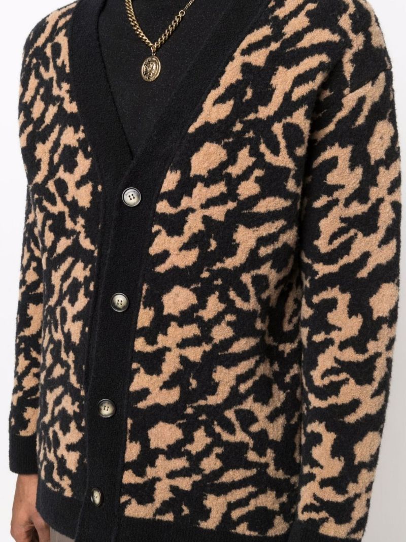Black Yasin Animal Jacquard Cardigan