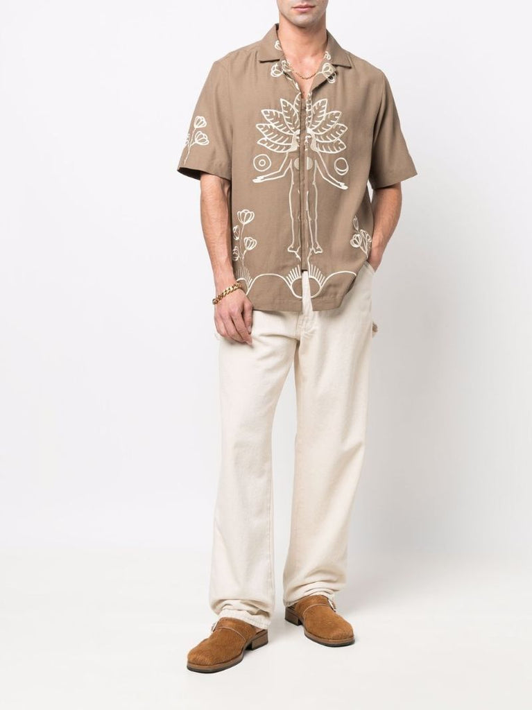 Brown Camp Embroidered Shirt