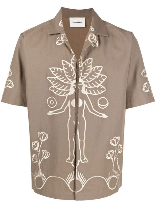 Brown Camp Embroidered Shirt