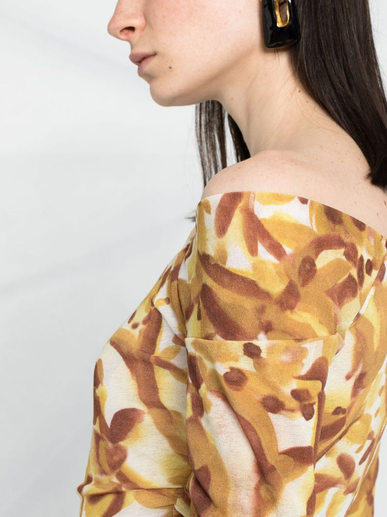 Neutral Lumy Floral Print Mesh Top
