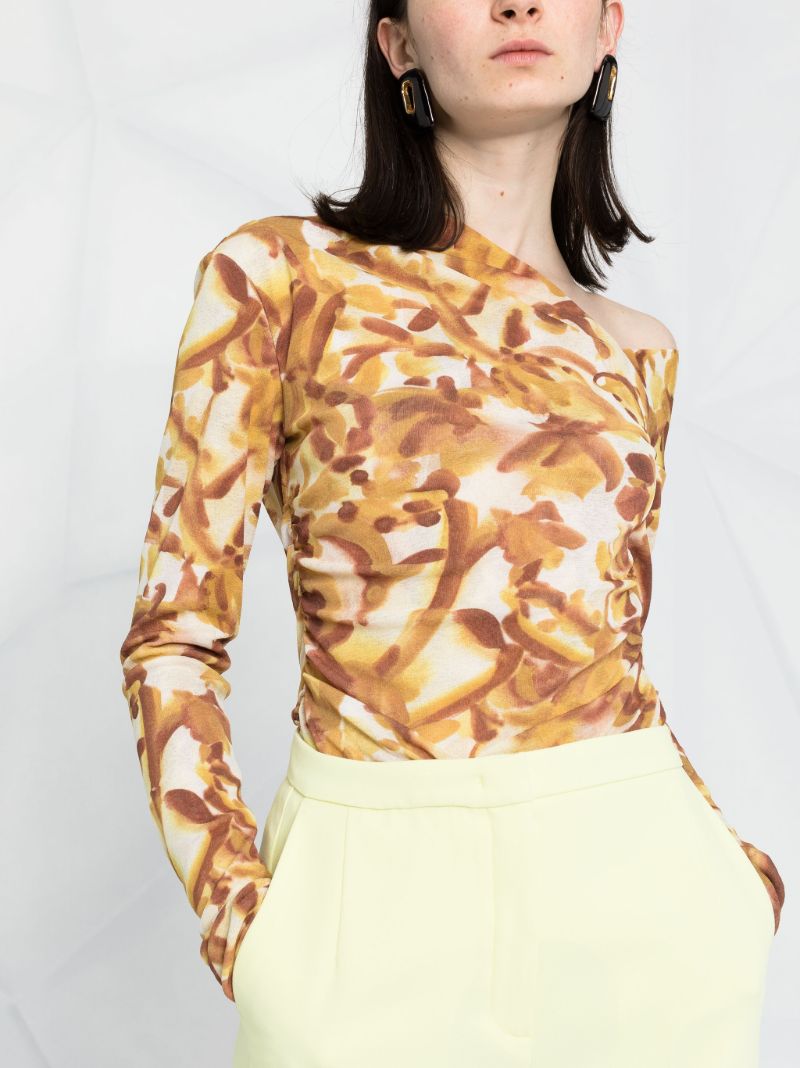 Neutral Lumy Floral Print Mesh Top