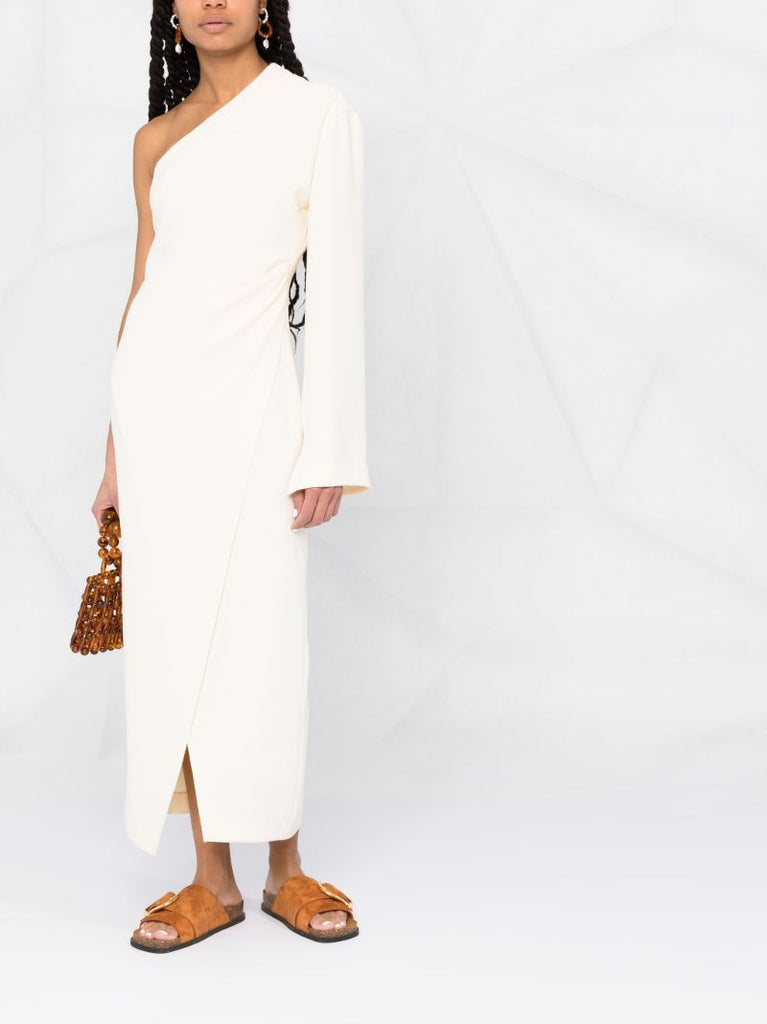 White Florence One Sleeve Midi Dress