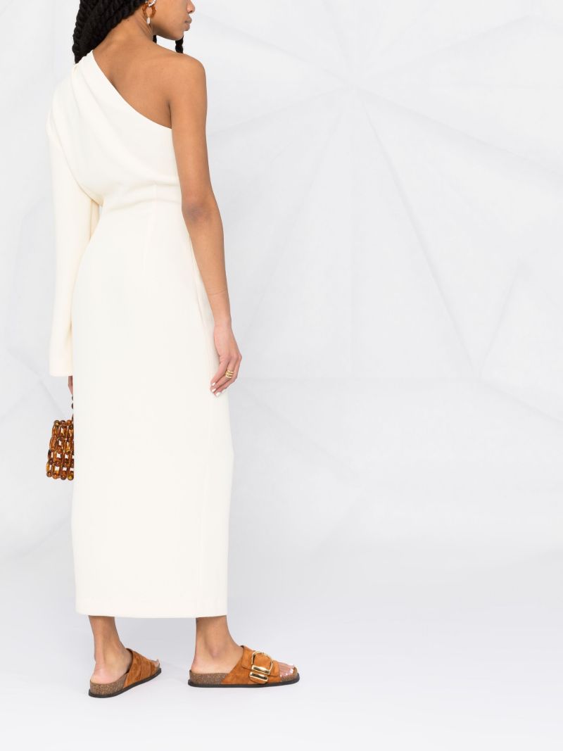 White Florence One Sleeve Midi Dress