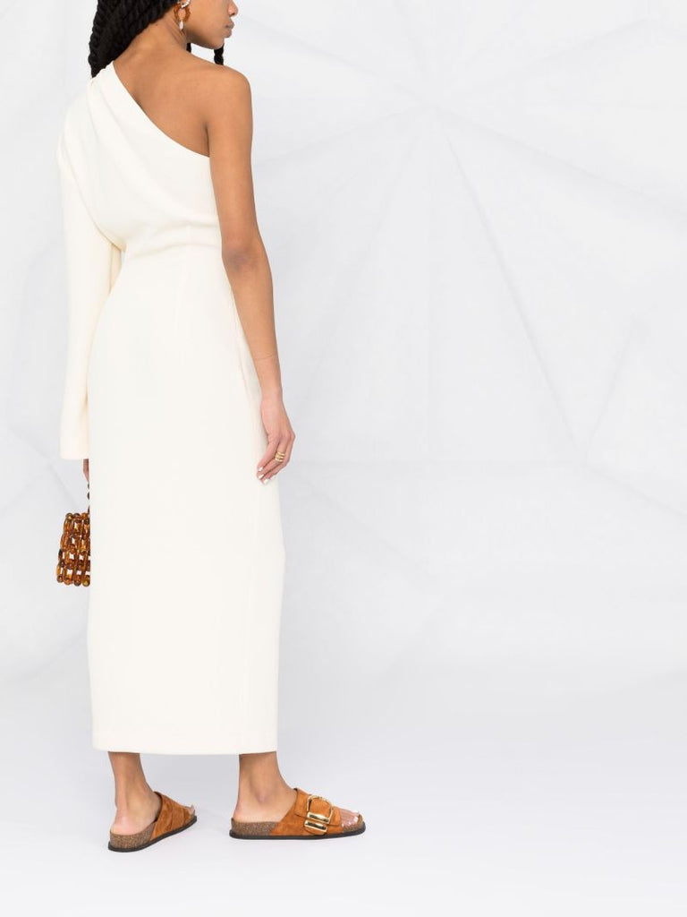 White Florence One Sleeve Midi Dress
