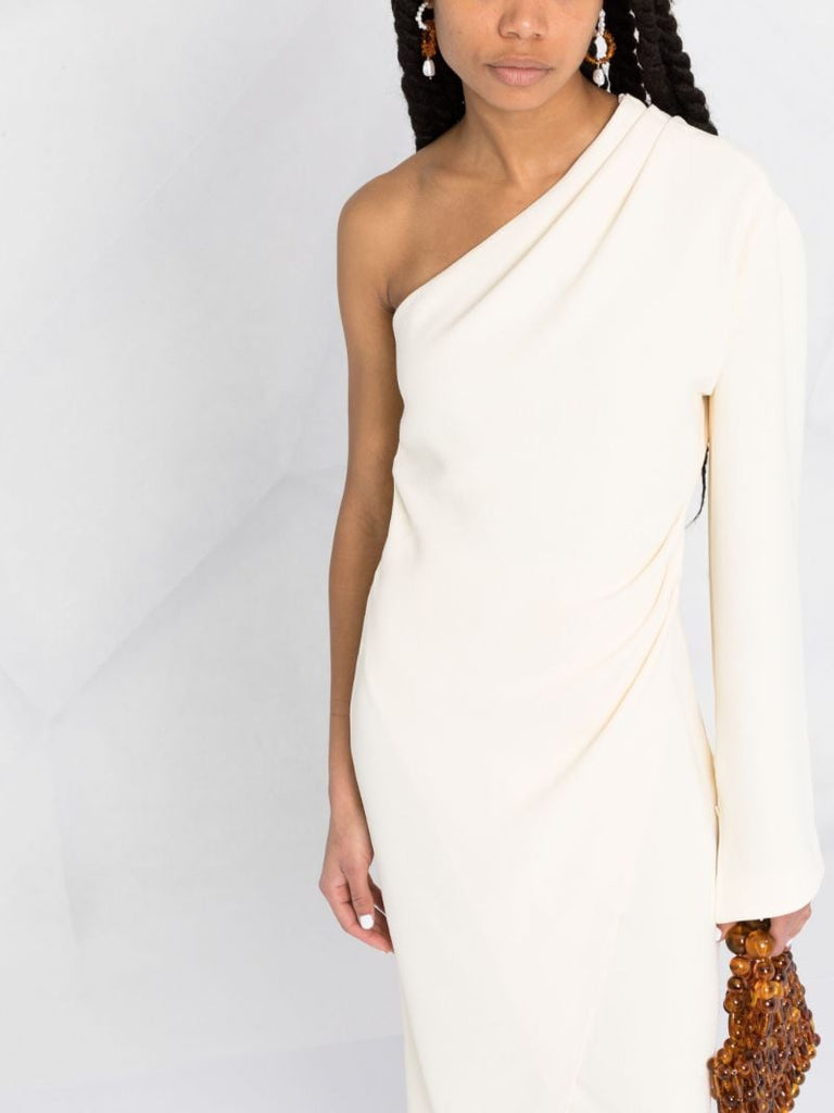 White Florence One Sleeve Midi Dress