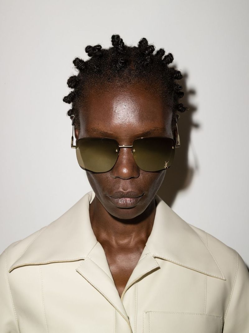 Gold Tone Square Frame Sunglasses