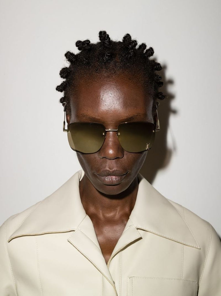 Gold Tone Square Frame Sunglasses