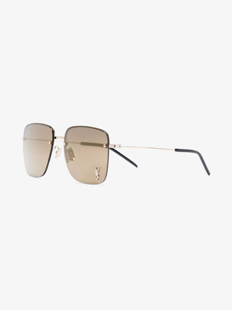 Gold Tone Square Frame Sunglasses