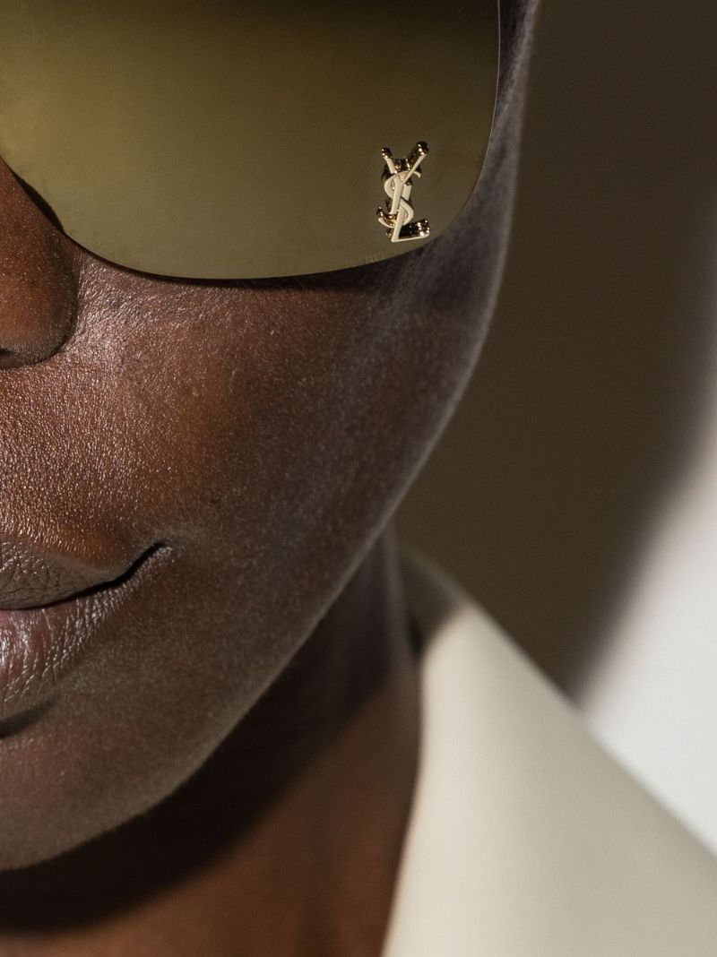 Gold Tone Square Frame Sunglasses