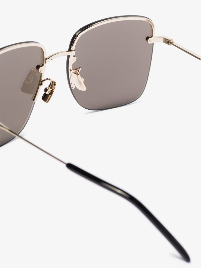 Gold Tone Square Frame Sunglasses