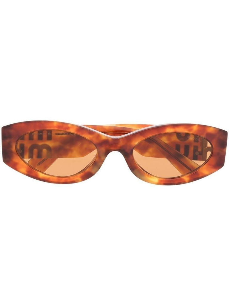 Brown Miu Glimpse Round-frame Sunglasses