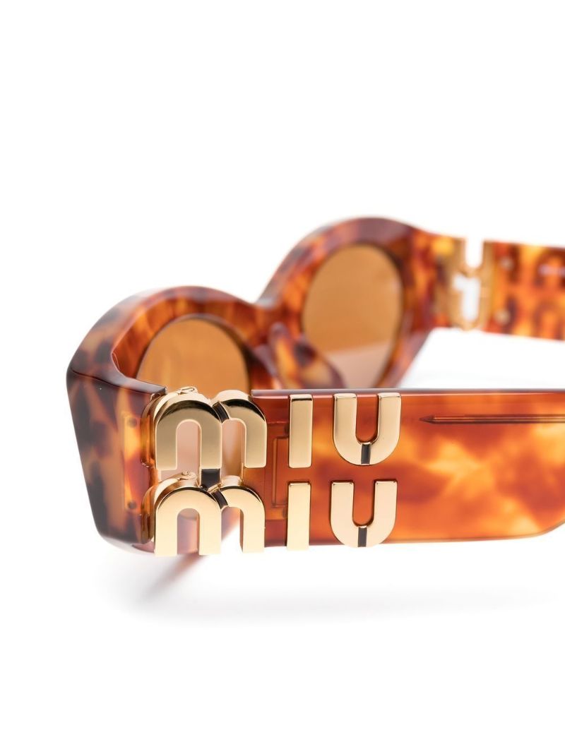 Brown Miu Glimpse Round-frame Sunglasses