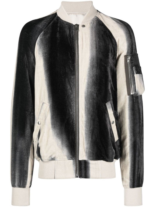 Black and Neutral Flight Faded Print Bomber Jacket