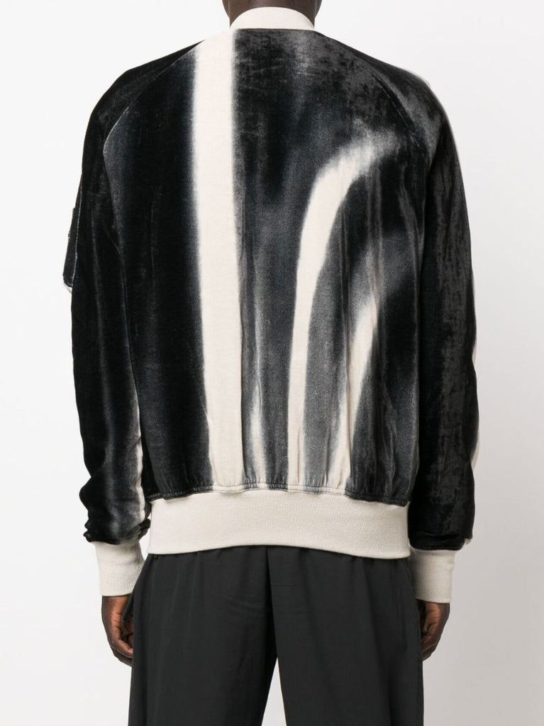 Black and Neutral Flight Faded Print Bomber Jacket