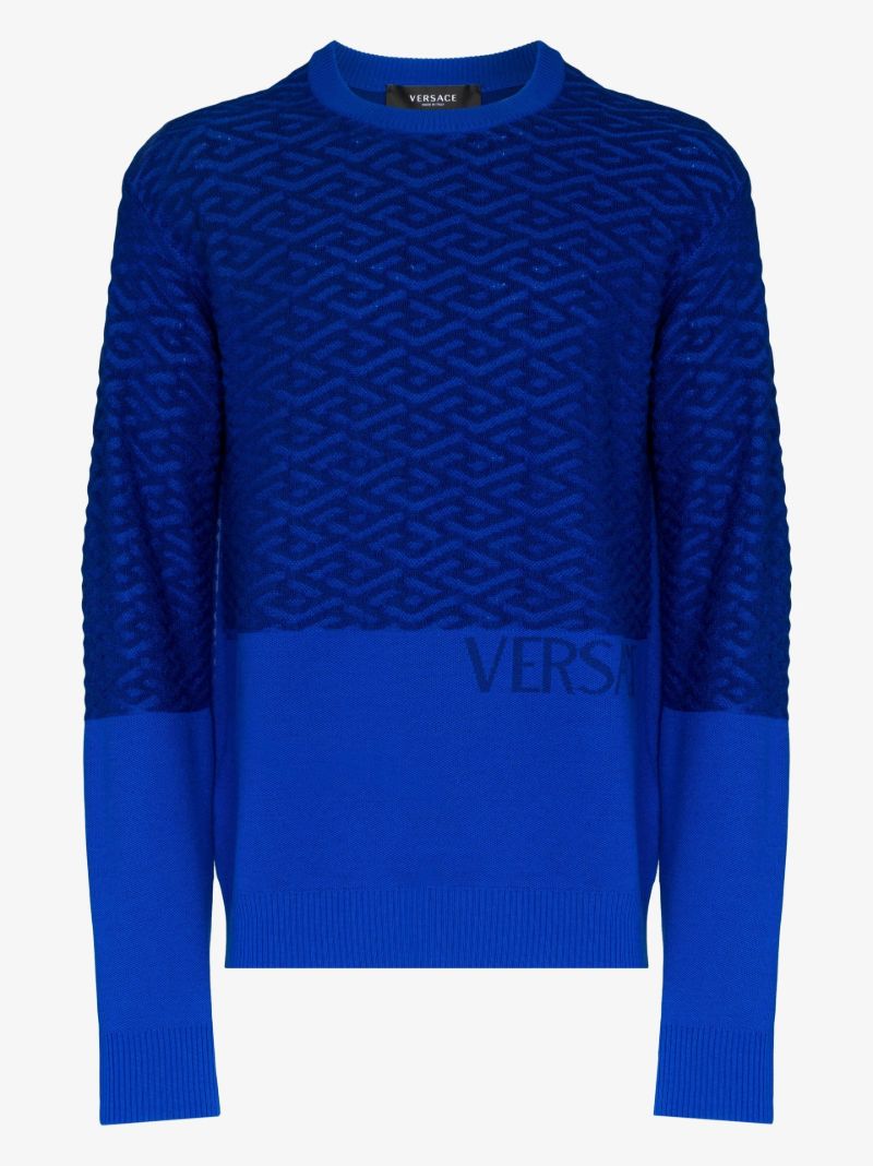 Blue La Greca Wool Sweater