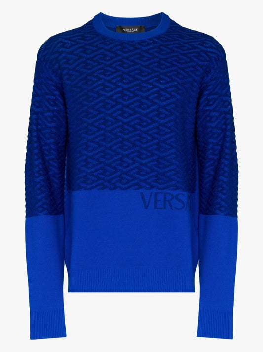 Blue La Greca Wool Sweater