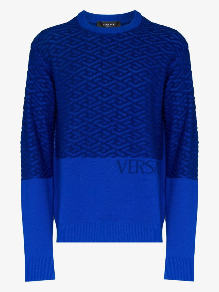Blue La Greca Wool Sweater