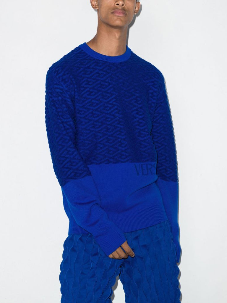Blue La Greca Wool Sweater