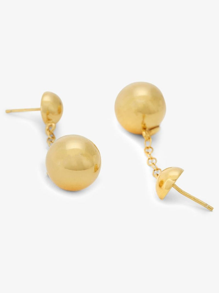 Gold Tone Sphere Chain Stud Earrings
