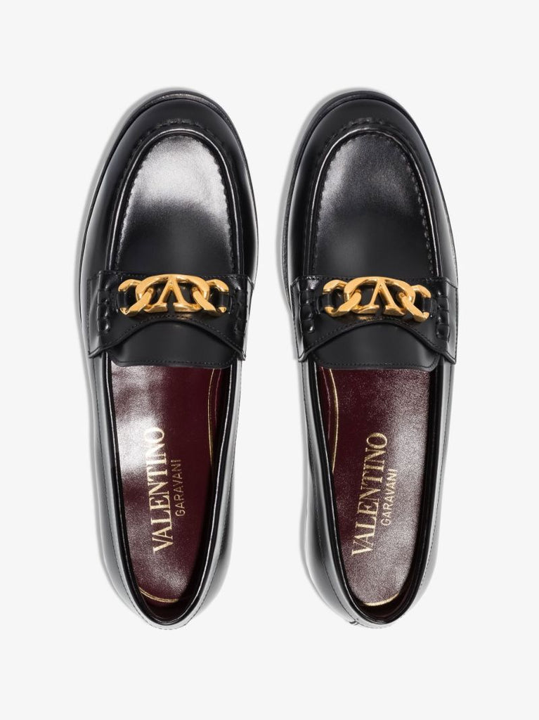 Black Vlogo Signature Leather Loafers