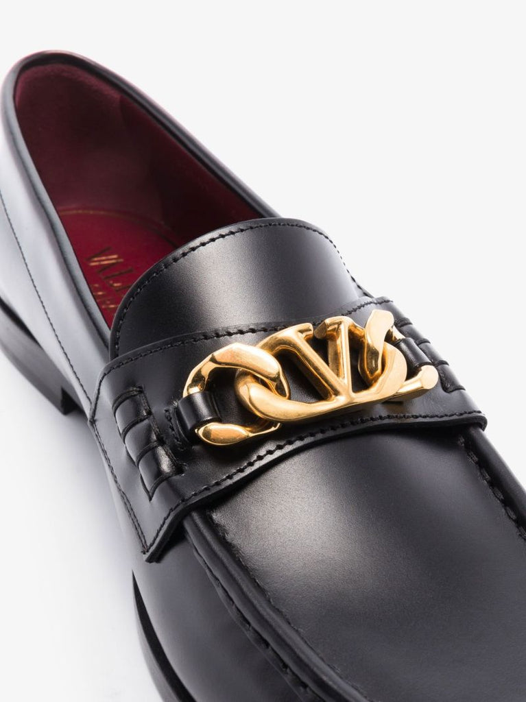 Black Vlogo Signature Leather Loafers