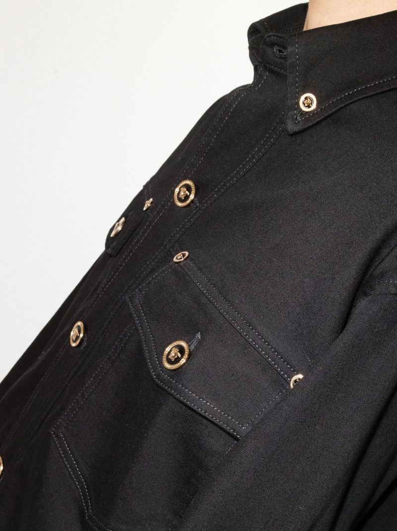 Black Medusa Buttoned Denim Shirt