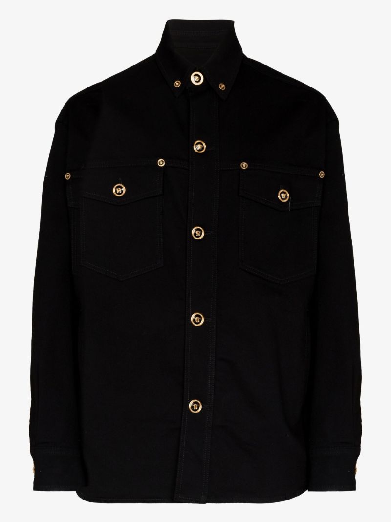 Black Medusa Buttoned Denim Shirt