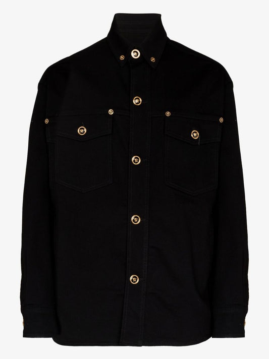 Black Medusa Buttoned Denim Shirt