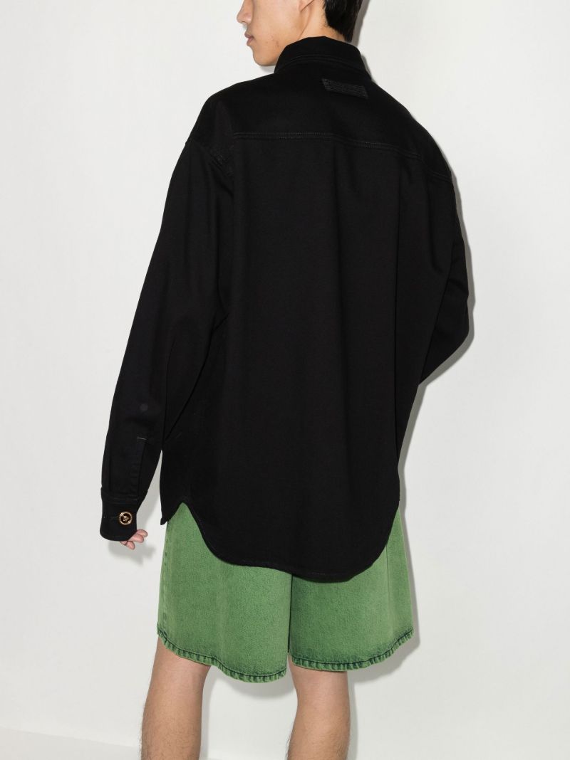Black Medusa Buttoned Denim Shirt