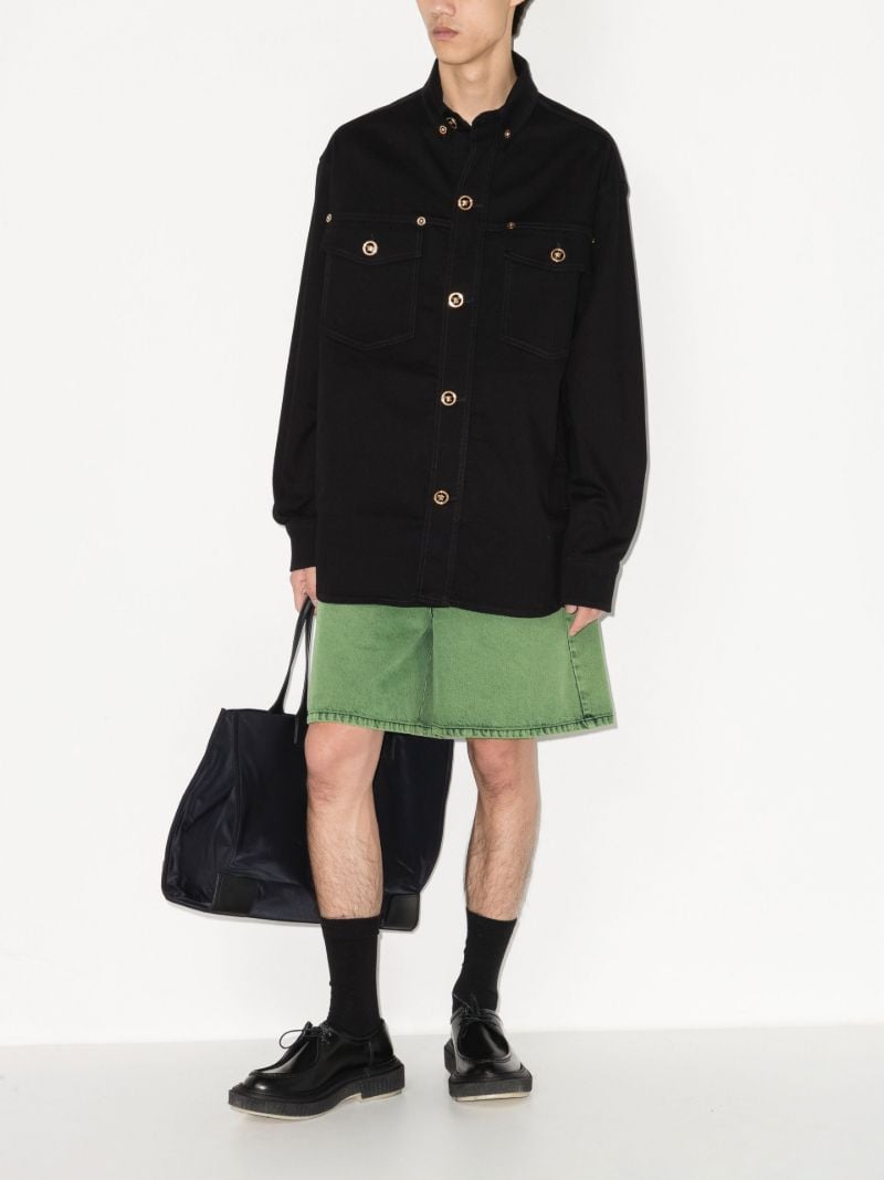 Black Medusa Buttoned Denim Shirt