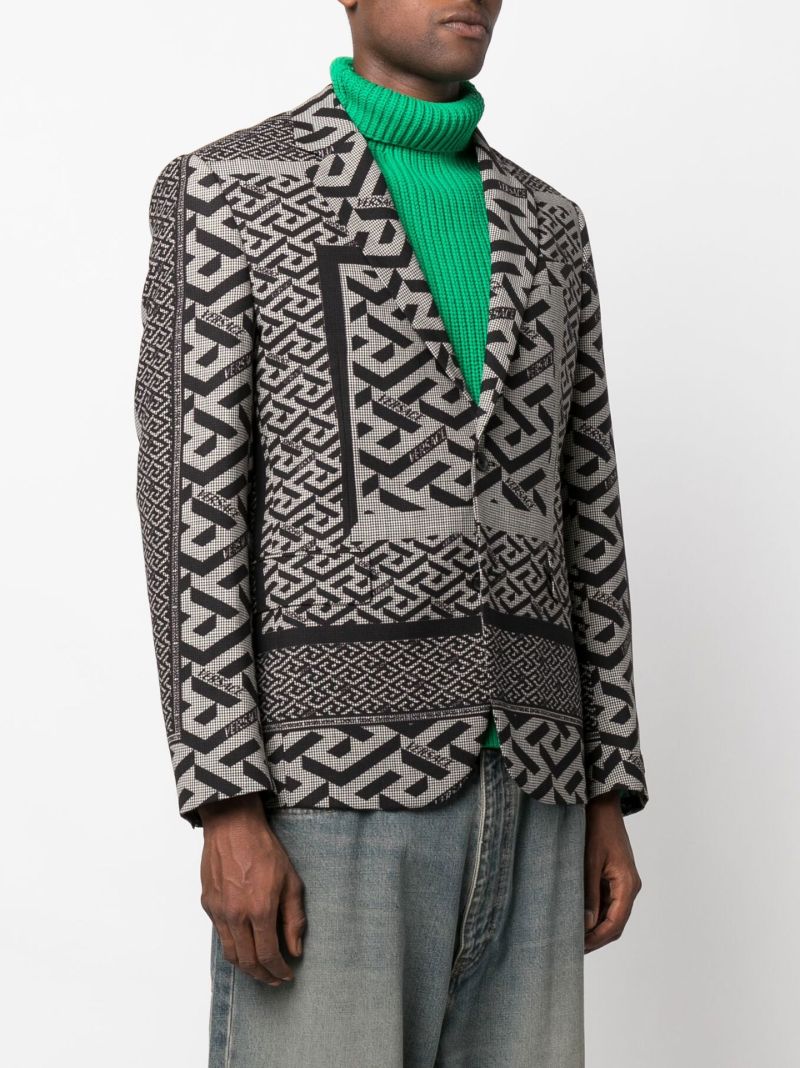 Black La Greca Wool Blazer