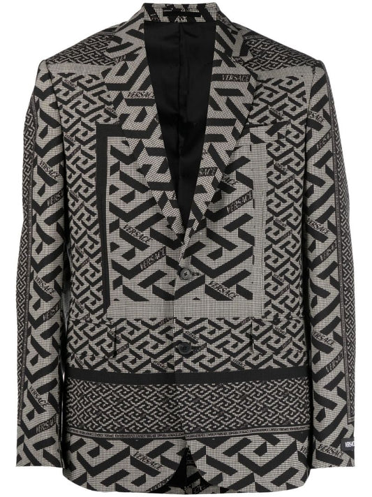 Black La Greca Wool Blazer